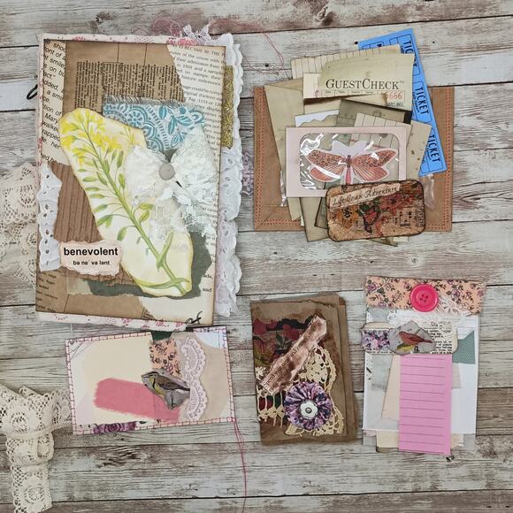 Pink Embellished Junk Journal: Flowers, Birds and Butterflies (Benevolent) - Picture 5 of 16